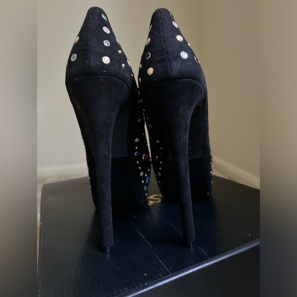 JustFab stiletto pumps, black jeweled 6inch heels, new in box, size 8 - Picture 9 of 14